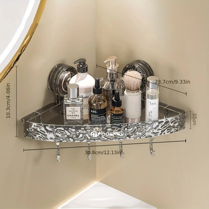 1pc Water Ripple Bathroom Suction Cup Triangle Shelf