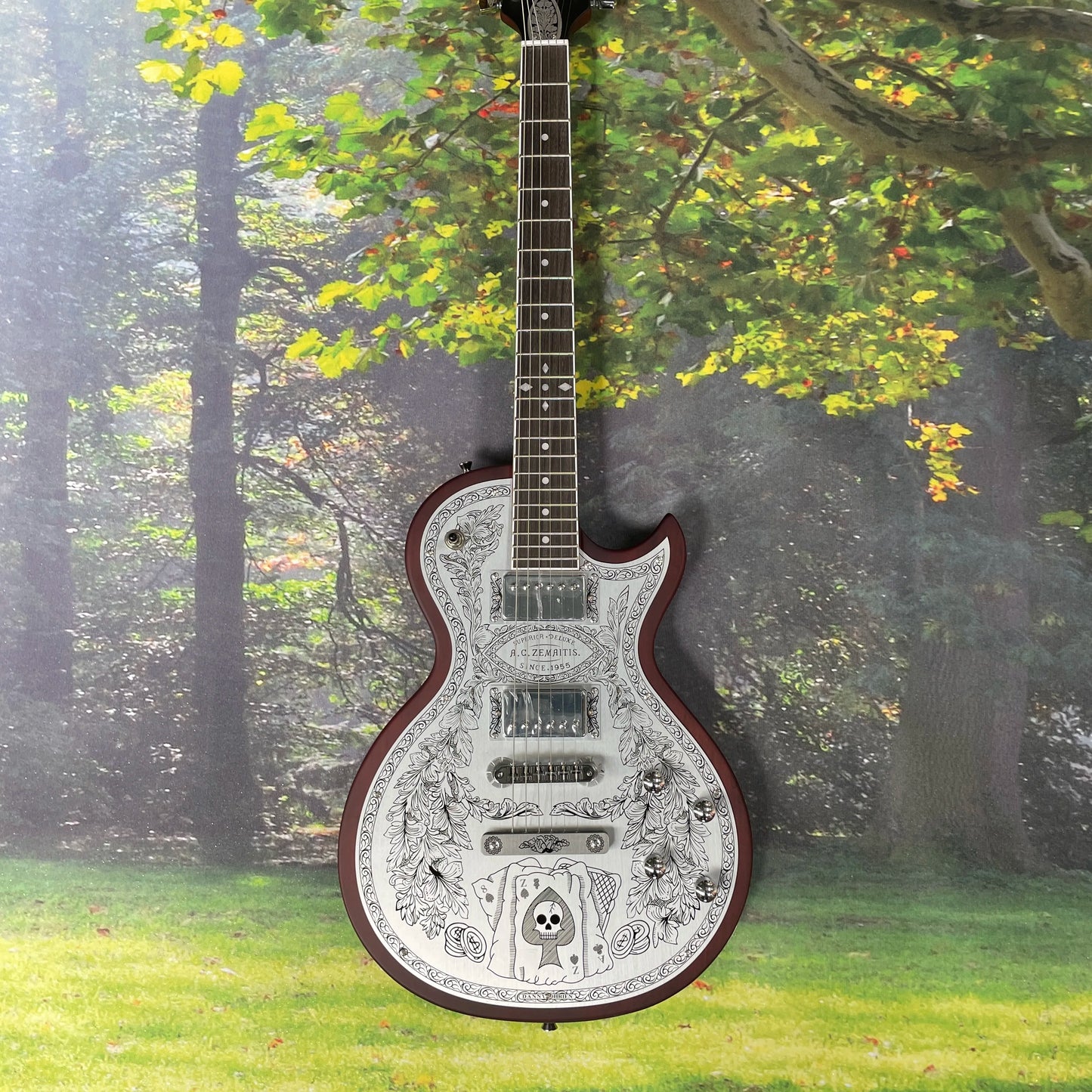 Zemaitis Casimere Metal Satin Guitar Aluminum Plate Rosewood Fingerboard Chrome Hardware