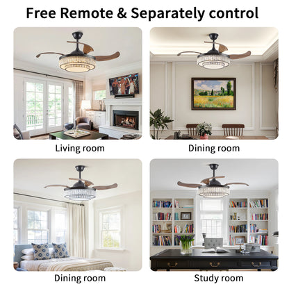ARLGSITE Luxurious Crystal Ceiling Fan Light