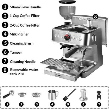 Espresso Latte Cappuccino Coffee Machines With Grinder