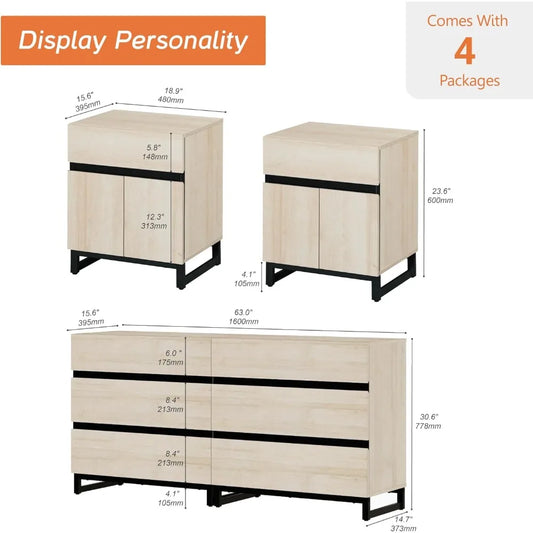 Dresser and Nightstand Set of 3