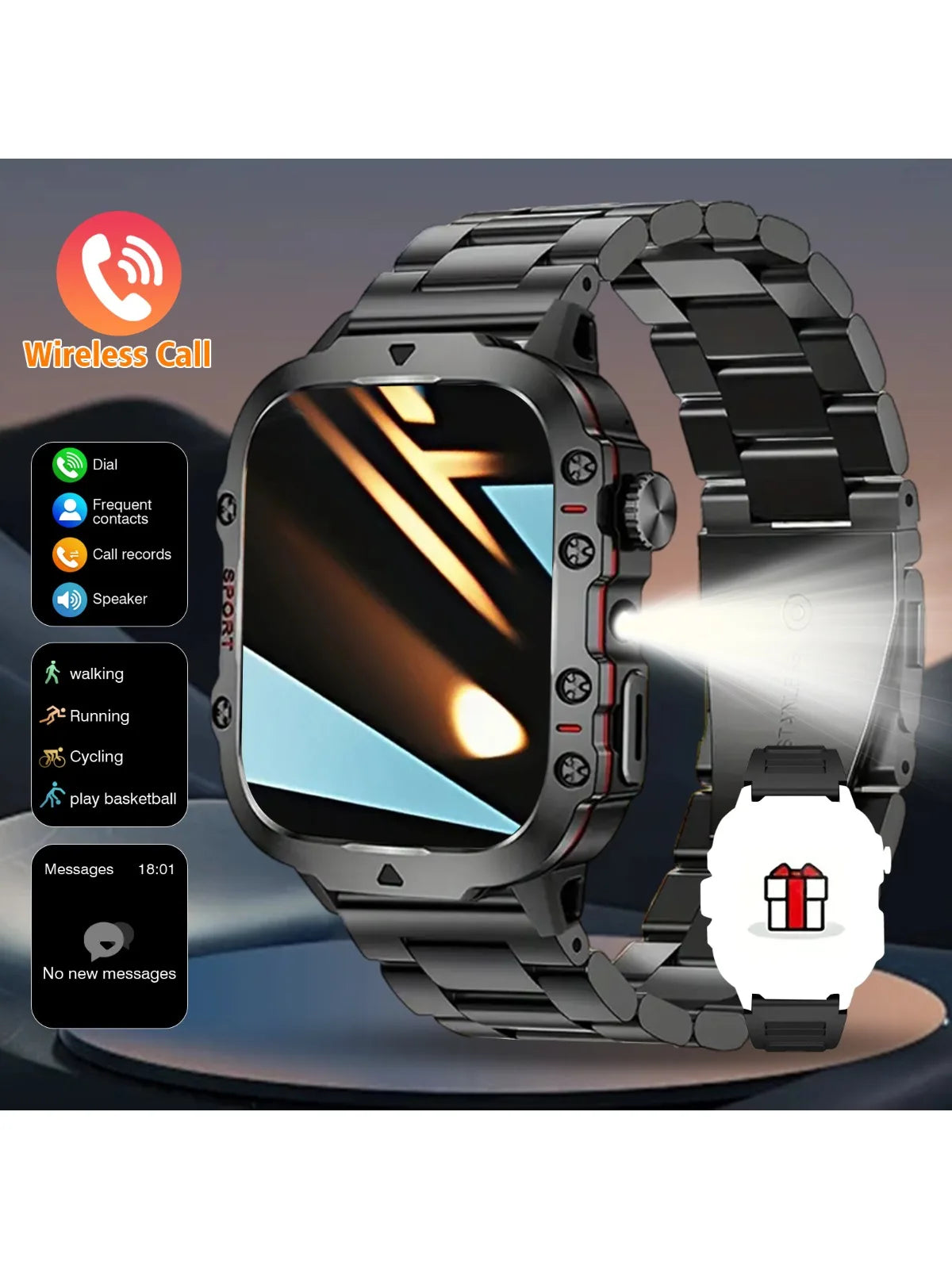 Smart Watch, Stainless Steel Strap