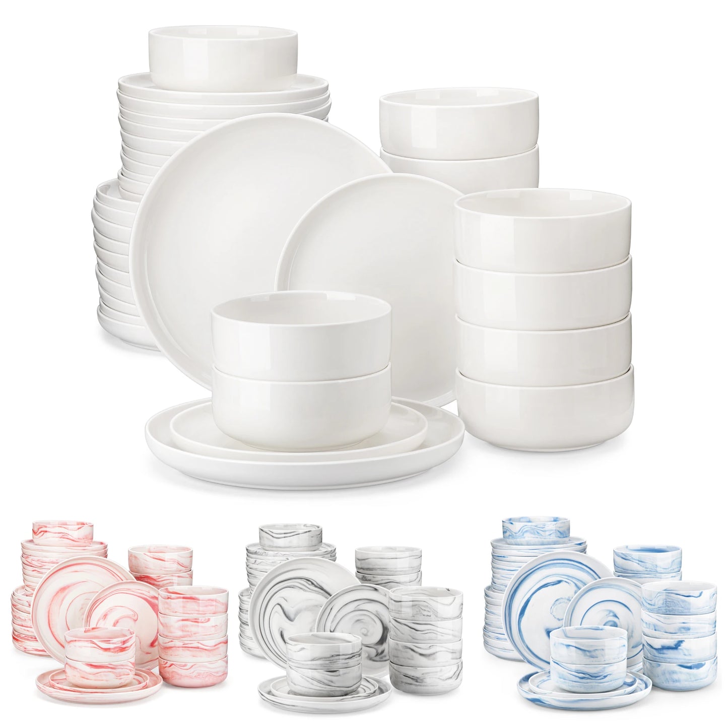 MALACASA 18/36-Piece Ceramic Set with 6/12 Pcs