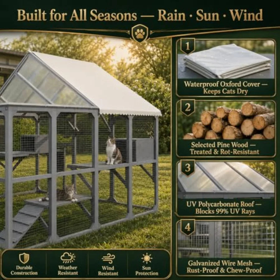 Large Walk-in Catio Outdoor Cat Enclosure 96"×74"×74"