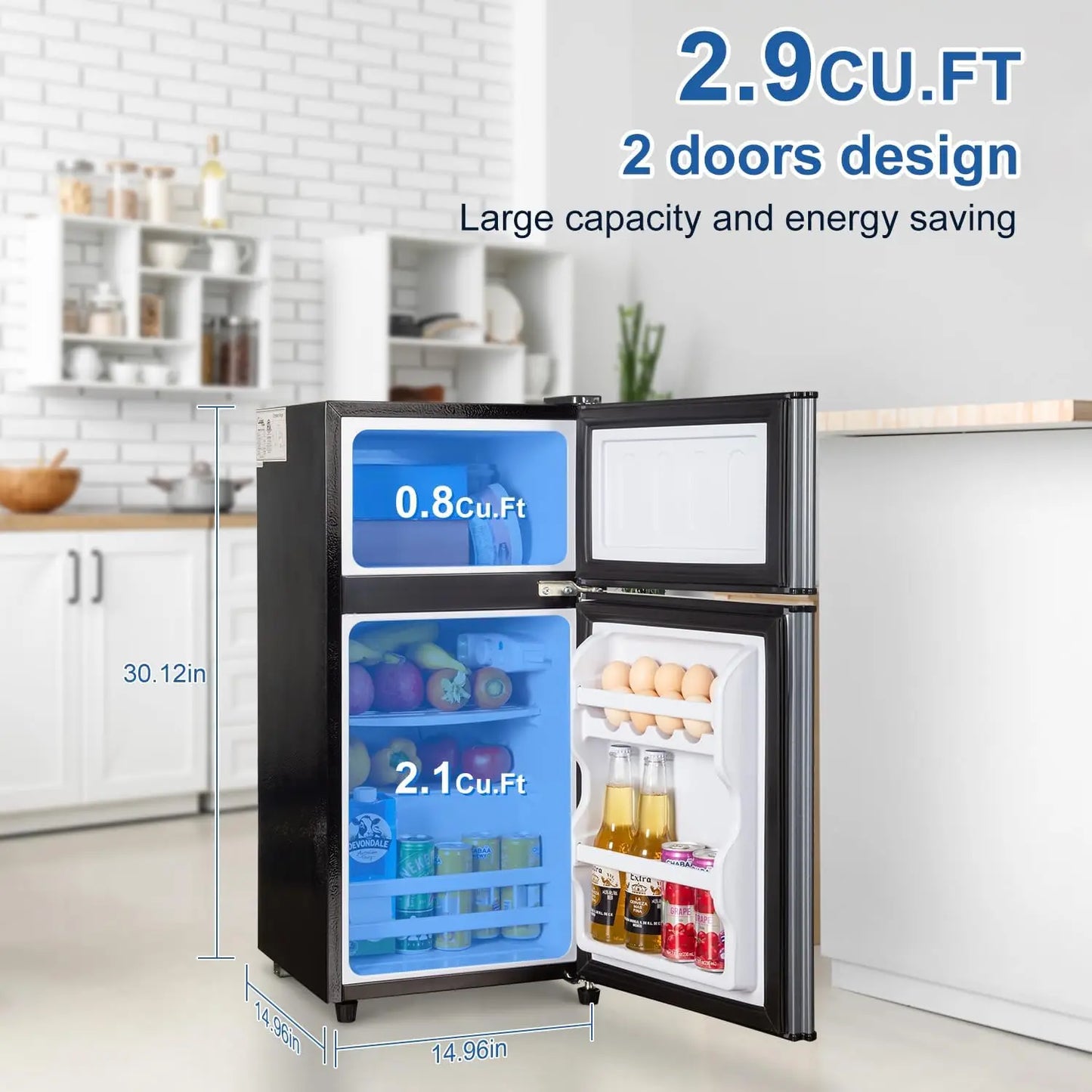 Mini Fridge with Freezer, 2.9 Cu.Ft