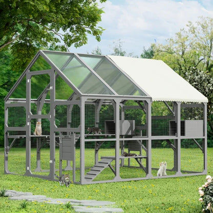 Outdoor Cat cage With Wooden Cat House