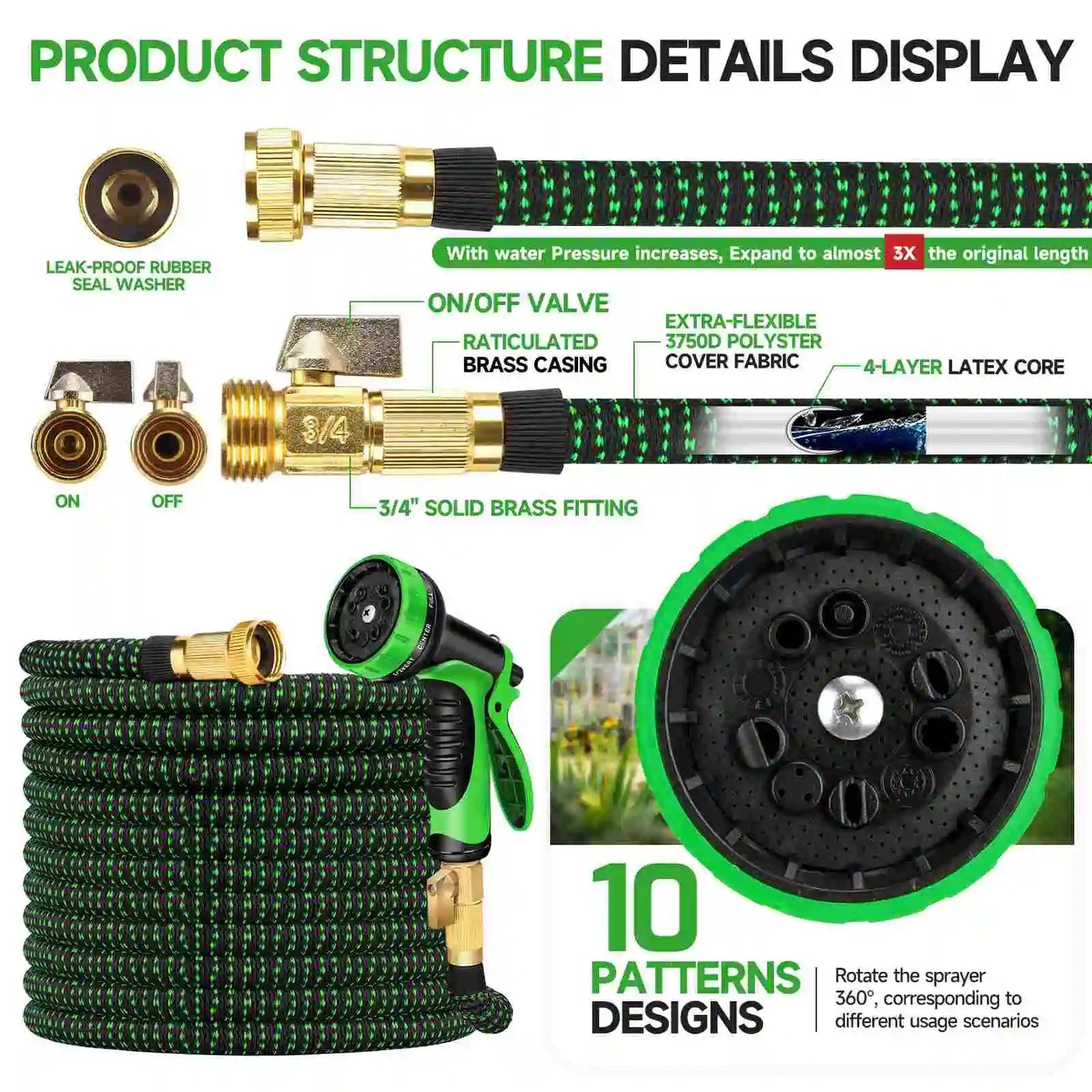 25/50/75/100/150ft Expandable Water Hose
