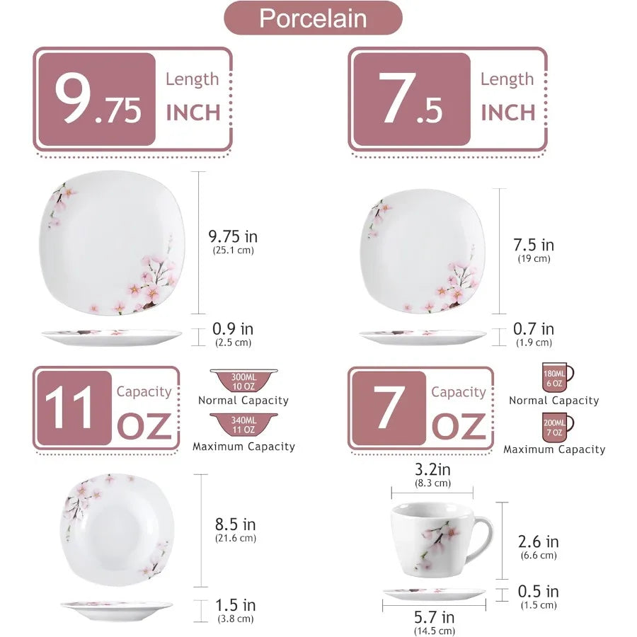 Annie Porcelain Dinnerware for 6