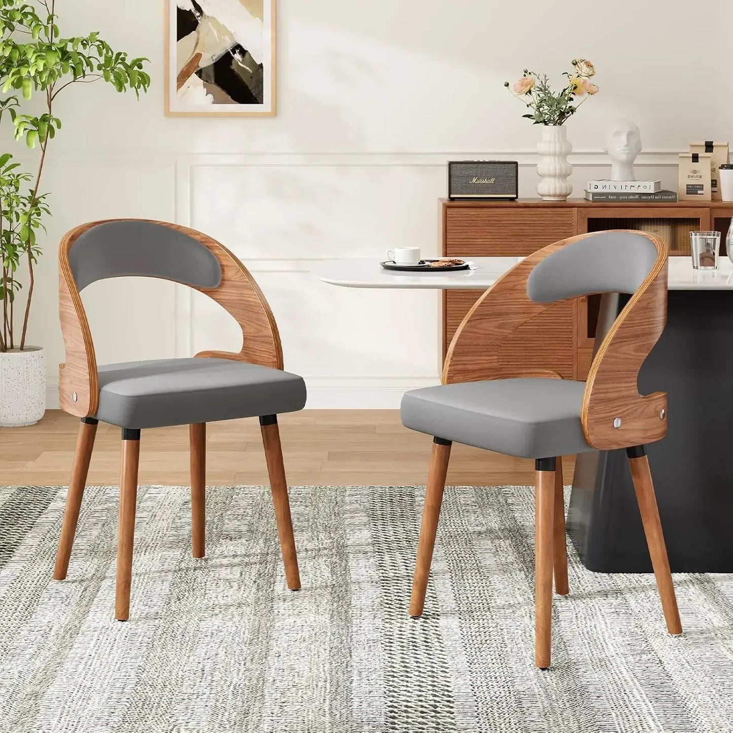Modern Wood Dining Chairs Set of 4