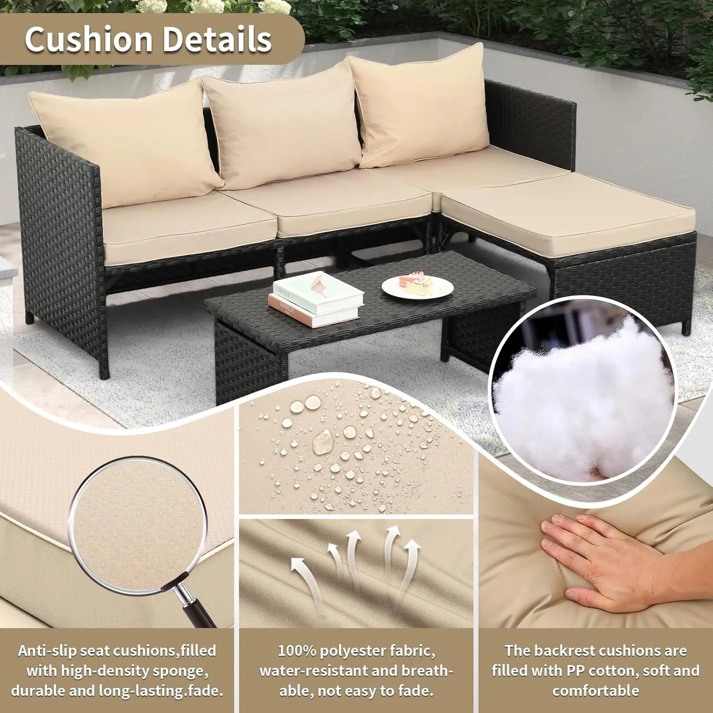 3-Piece Outdoor PE Rattan Furniture Set