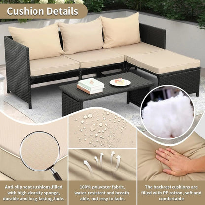3-Piece Outdoor PE Rattan Furniture Set