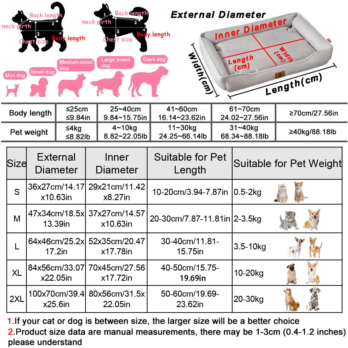 Four Season Square Dog Bed for Large Dog
