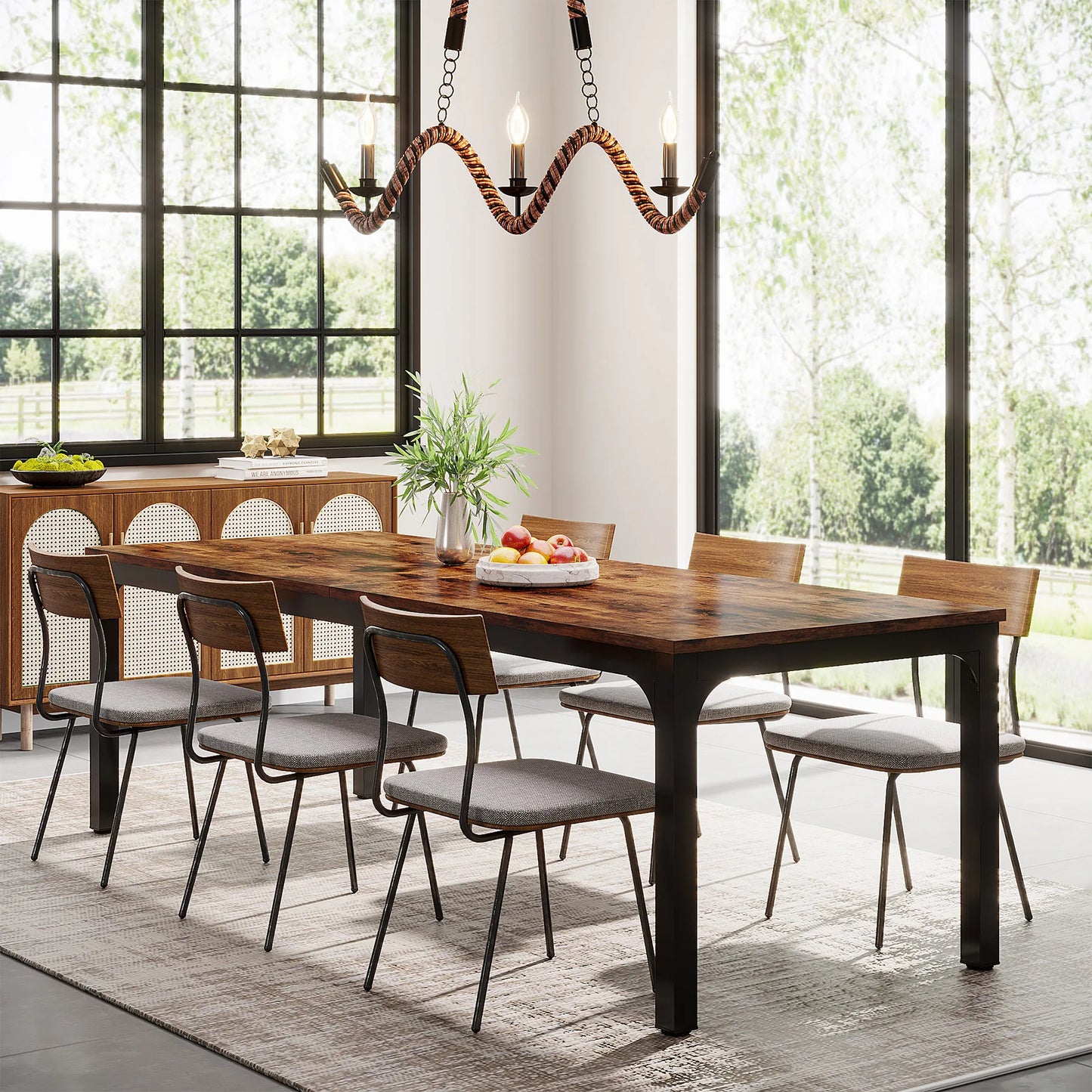 Rustic Wood Dining Table for 6-8 People