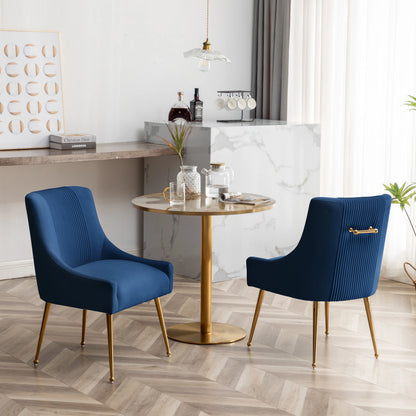 Modern Pleated Velvet Dining Chair Set Of 2