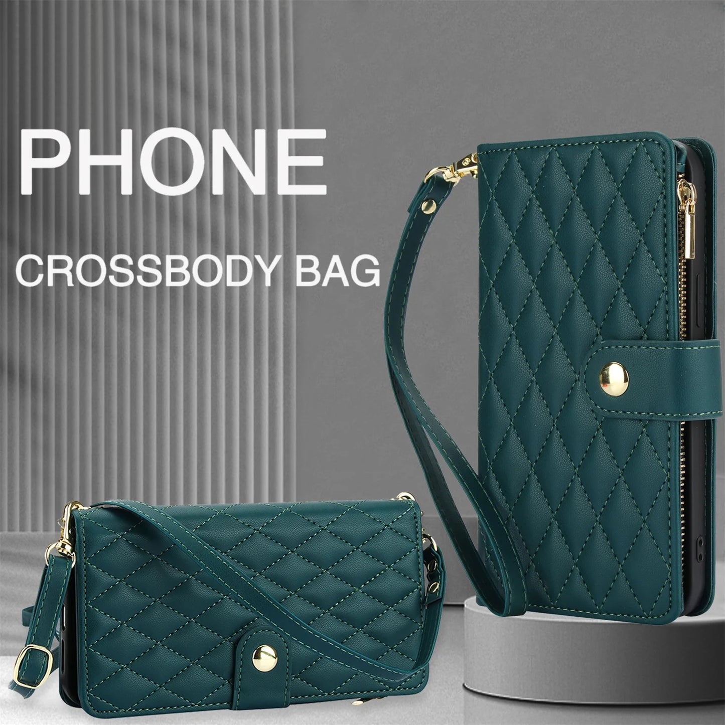 Crossbody PU Leather Wallet Flip Case For iPhone
