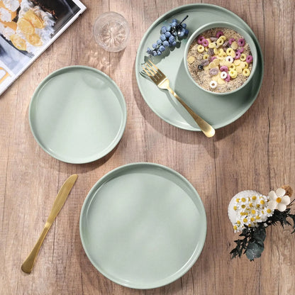 Stoneware Dinnerware Set Speckled Asparagus Green