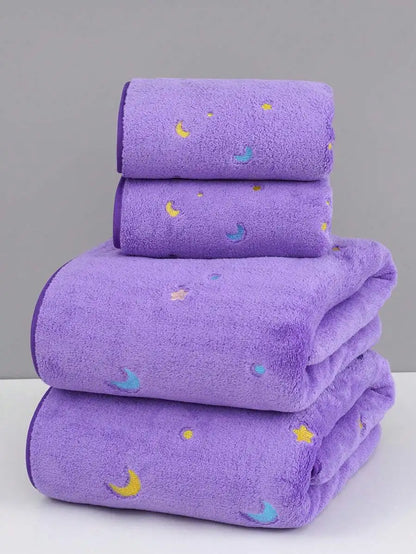Purple Coral Fleece Towel Set