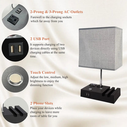 15.7" Bedside Table Lamp for Bedroom