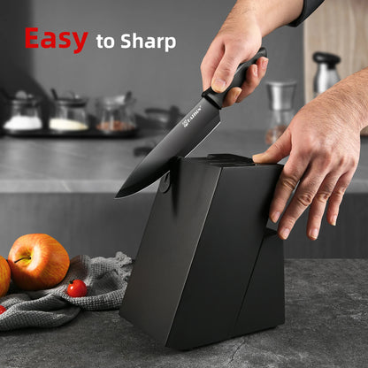 15 Pieces Carbon Steel Kitchen Knife Block Set
