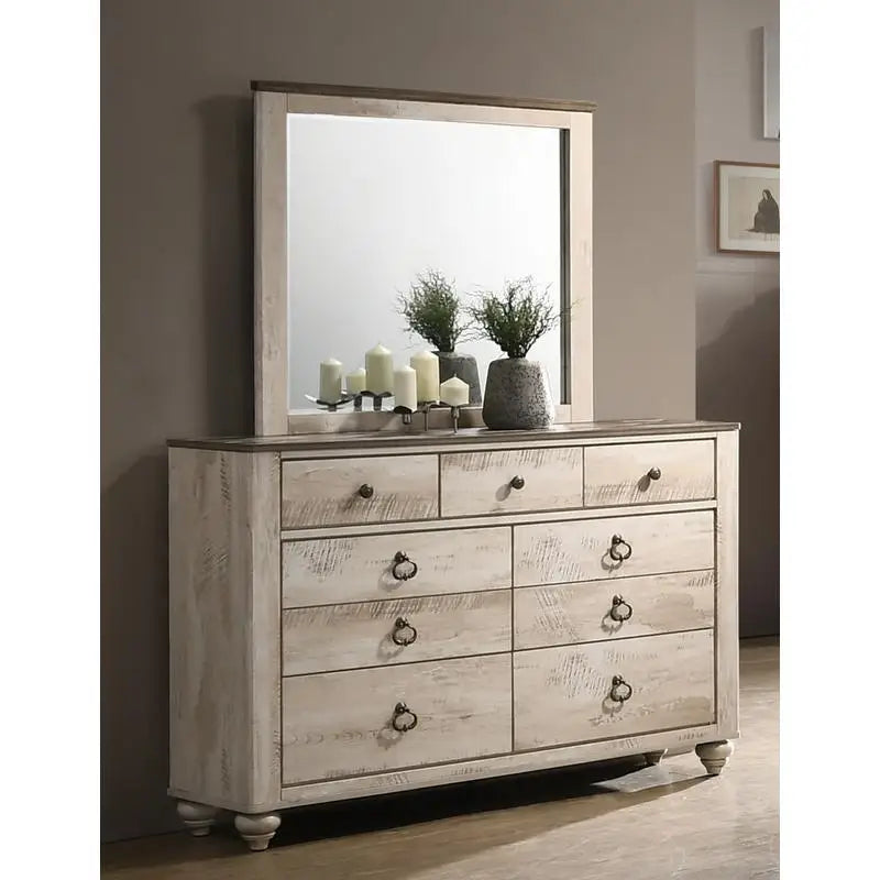 Contemporary White Wash 4-Piece King Bedroom Set