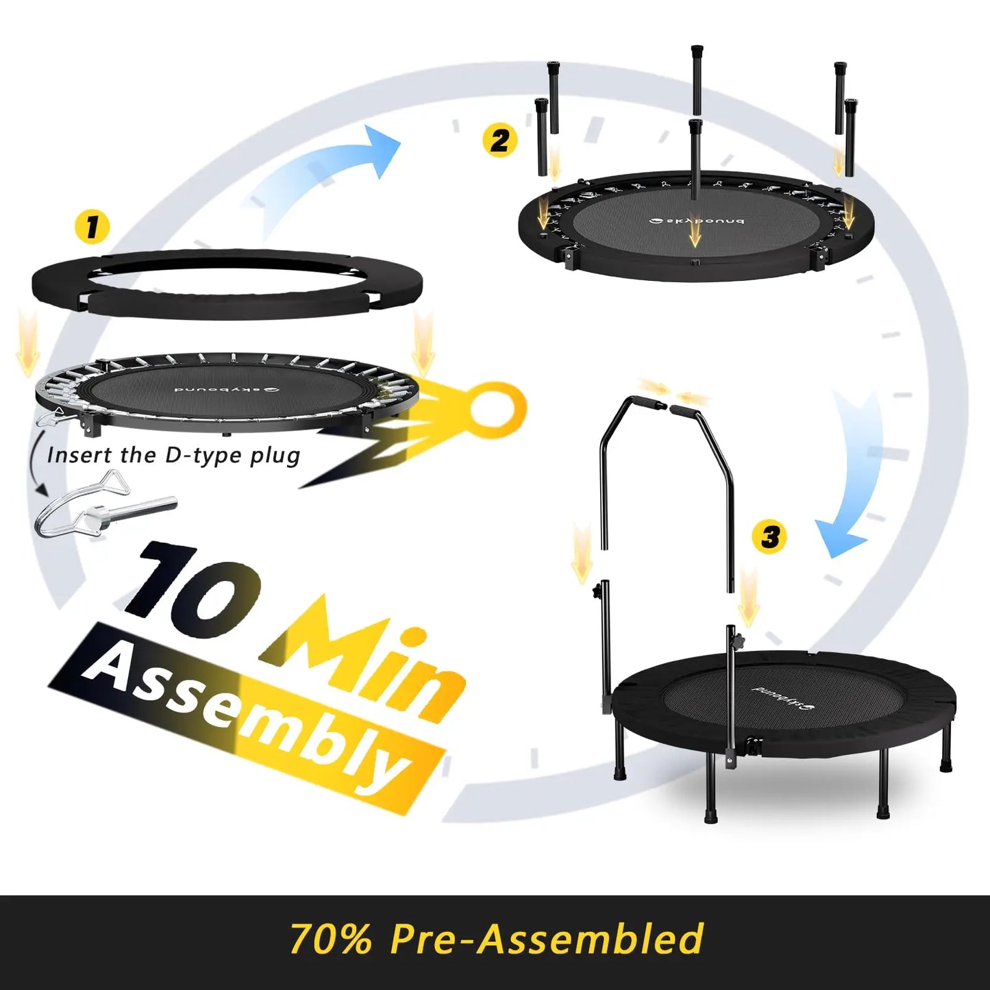 Rebounder Trampoline for Adults - 40" Foldable