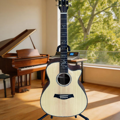 Acoustic Guitar 914 Model41Inch Angular Spruce Solid  Ebony Fingerboard Natural Wood Color Scale Length 648mm Small-Waist Body