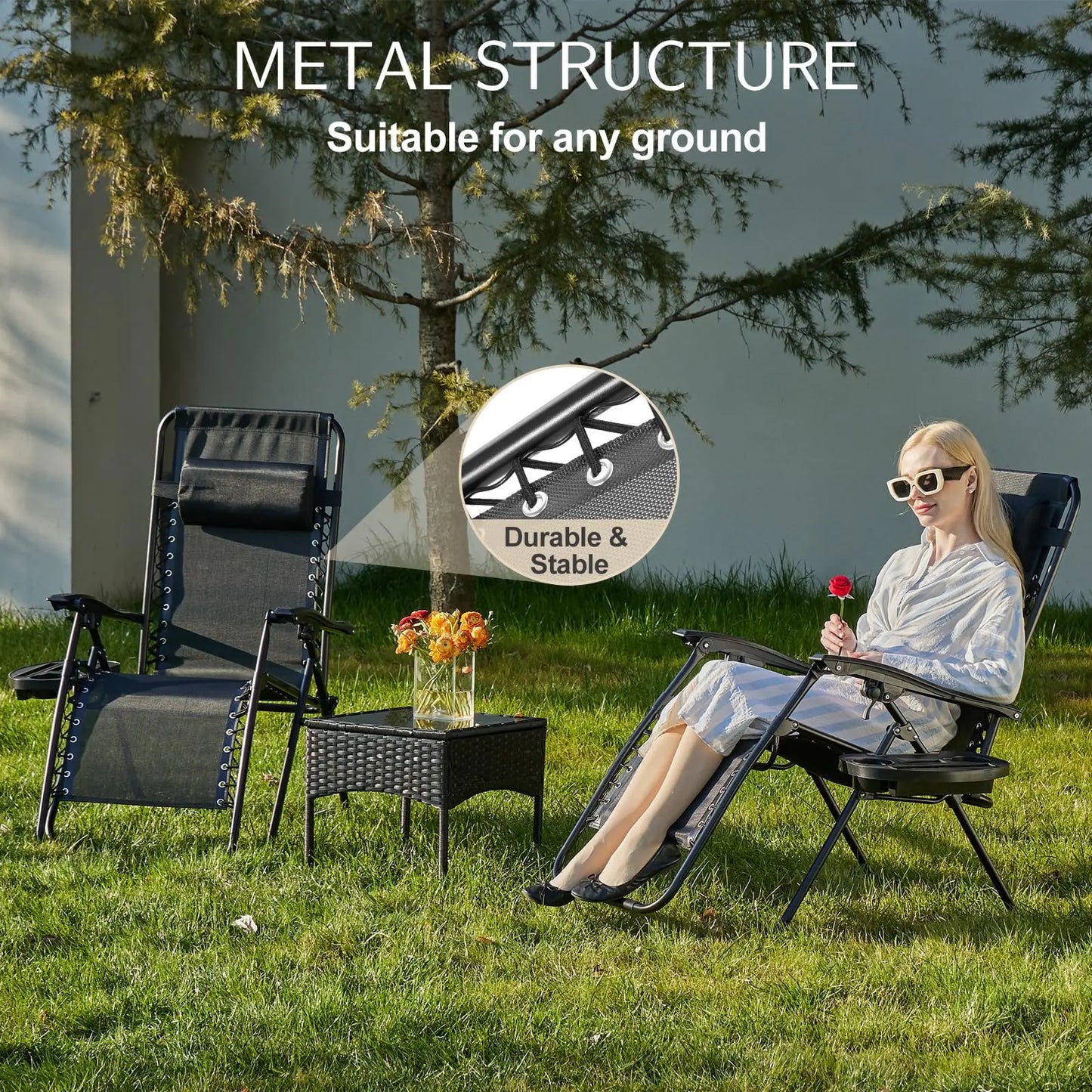 JHK Zero Gravity Portable Recliner Lounge Chairs