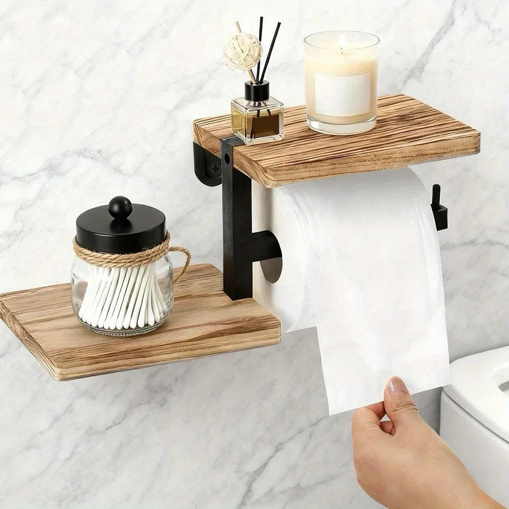 Wooden Wall Mounted Toilet Paper Holder