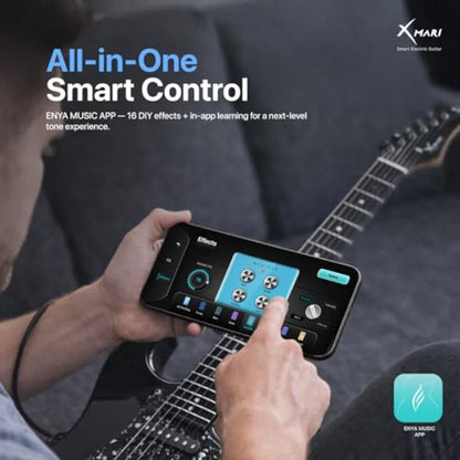Smart electric guitar for live performance and home practice, carbon fiber body, black, built-in DSP effects with 4 presets, US