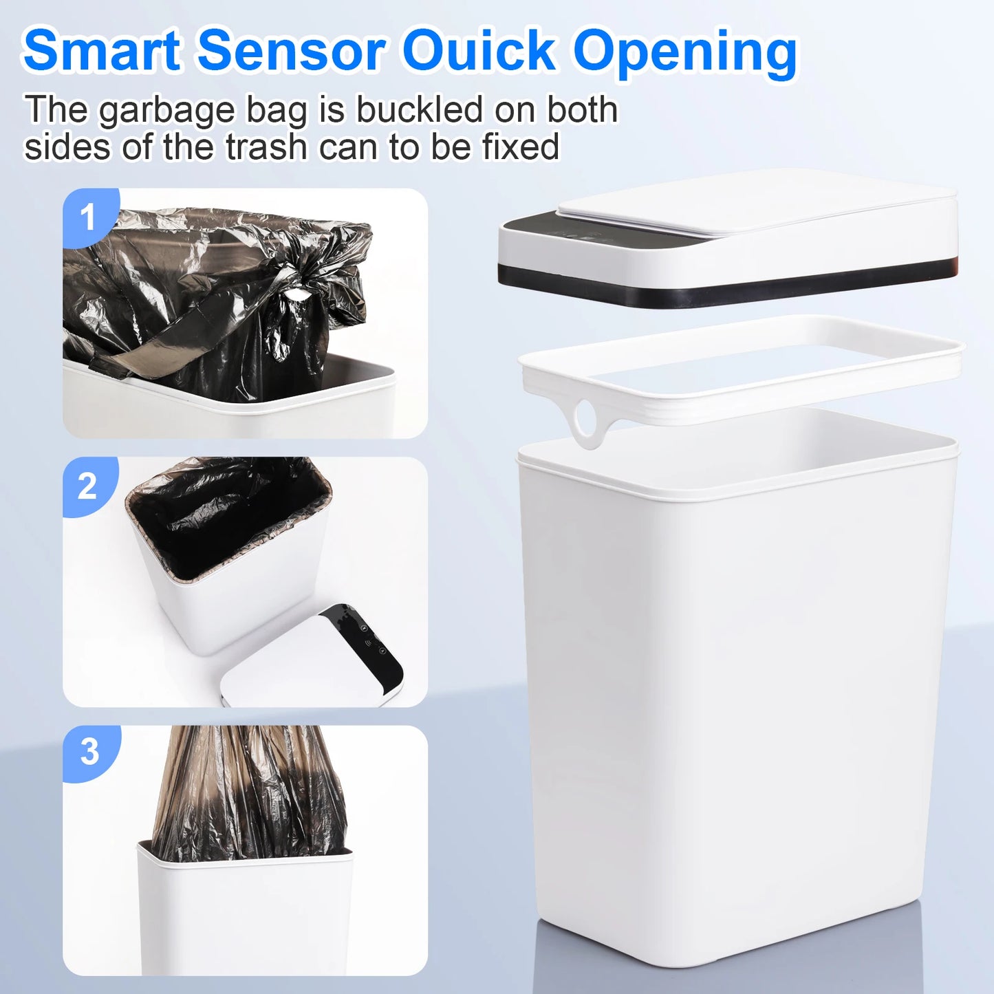2 Pack 12L Bathroom Automatic Trash Cans