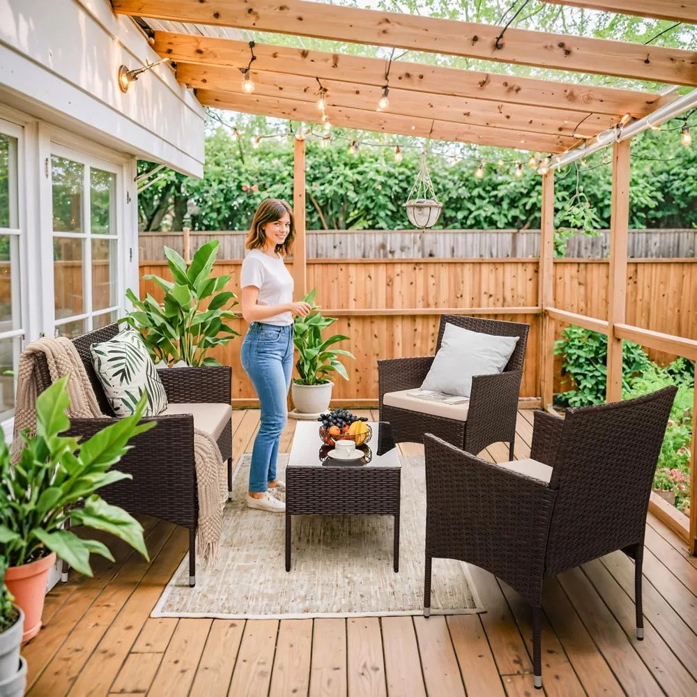 4 Pieces Outdoor Patio Furniture Set