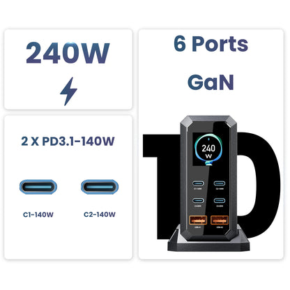 ASOMETECH 240W GaN Fast Charging Station