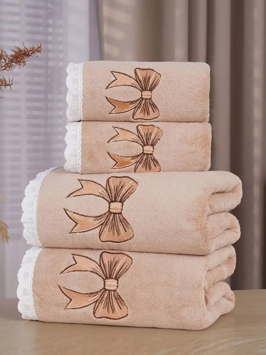 Purple Coral Fleece Towel Set