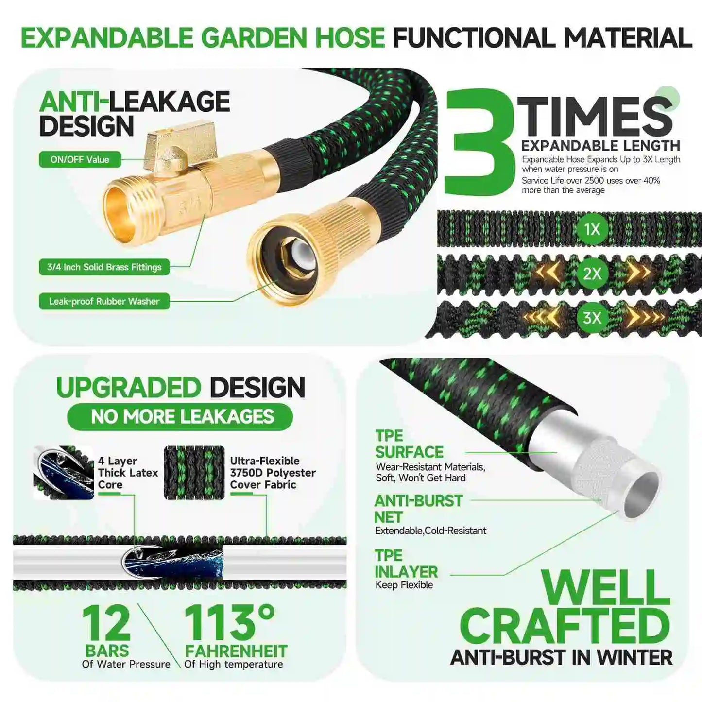 25/50/75/100/150ft Expandable Water Hose