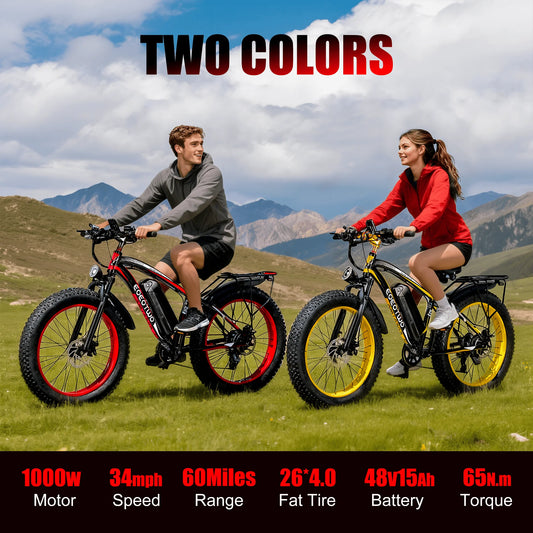 EOEOTWO 1500W Electric Bike 48V  Fat Tire Ebike 34MPH
