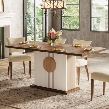 55" Farmhouse Wood Rectangular Dining Table