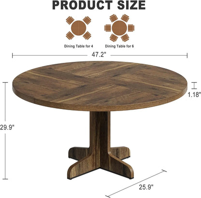 Farmhouse Circle Kitchen Table With Wood Tabletop