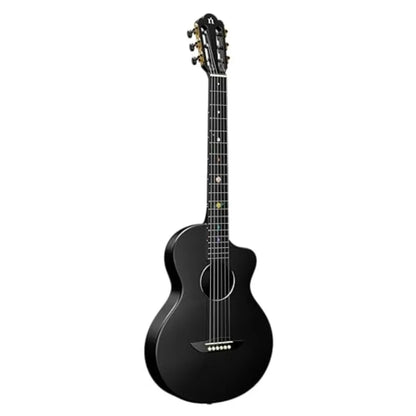 Acoustic guitar for beginners, carbon fiber body, black, ultra-thin 38-inch nylon-string 6-string with durability and lightweig