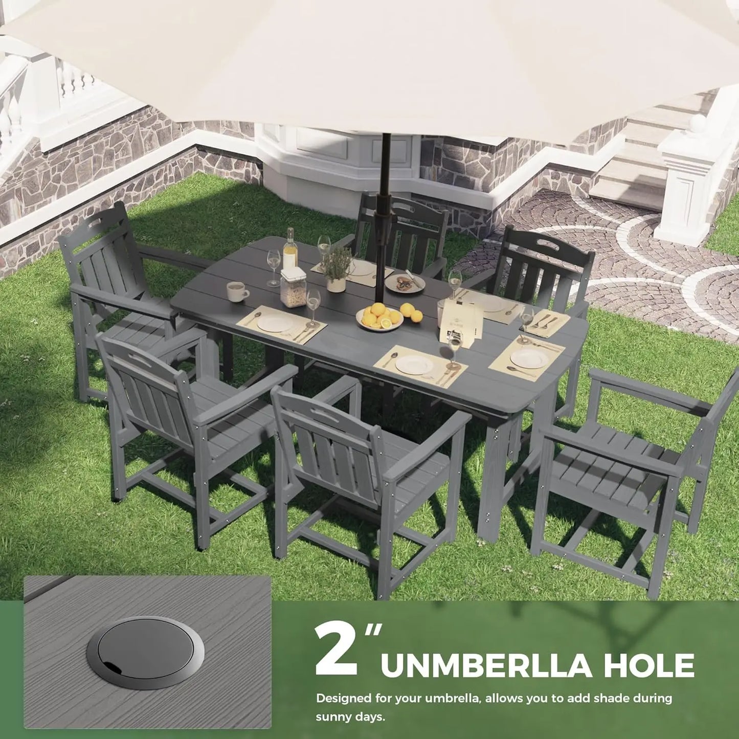 Outdoor Patio Dining Set Table & 6 Chairs