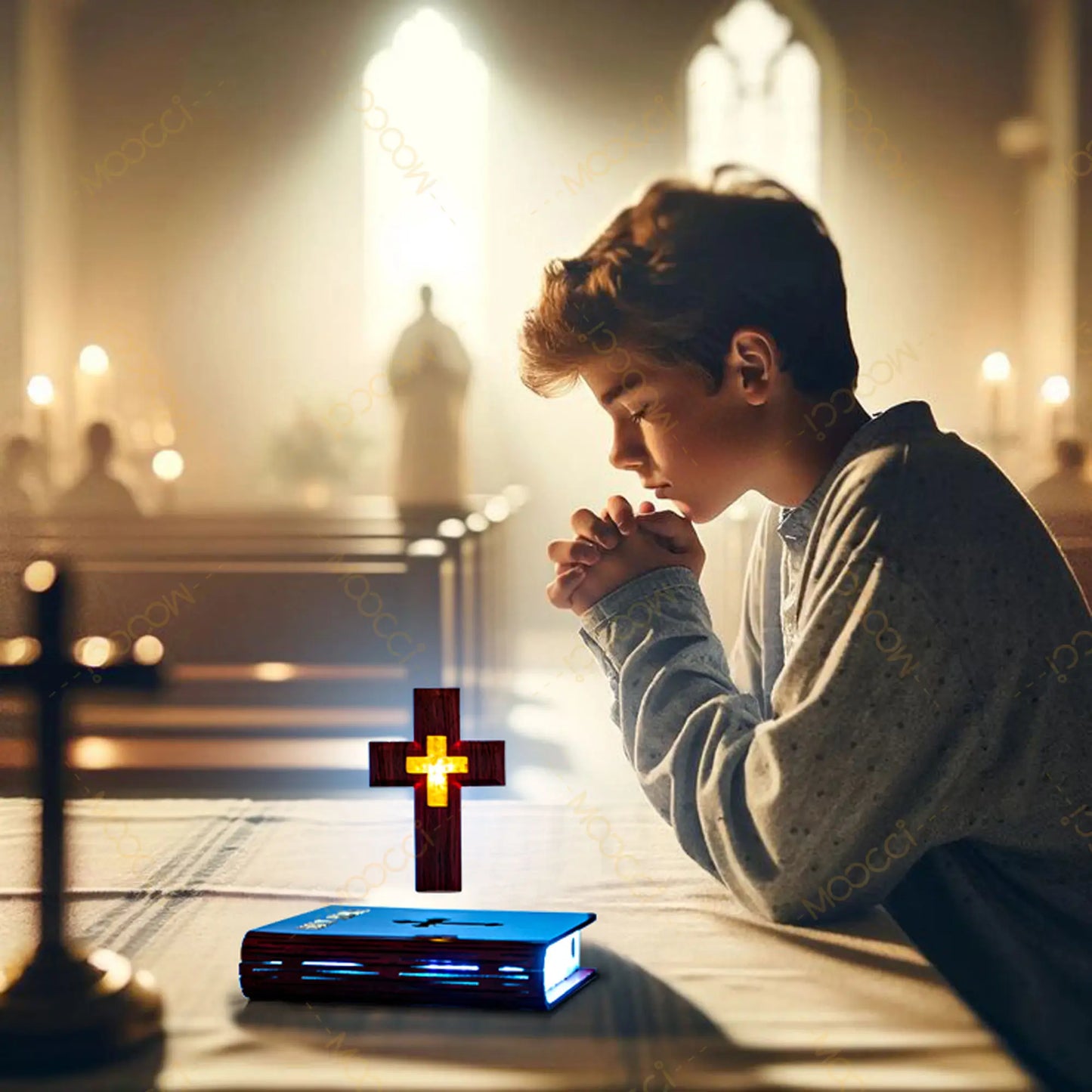 Bible Book Magnetic Levitating Cross