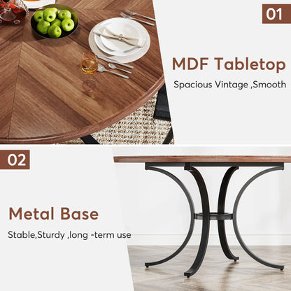 47" Farmhouse Round Dining Table For 4 People
