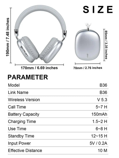 Wireless Bluetooth 5.3 Headphones With ANC Noise Cancelling