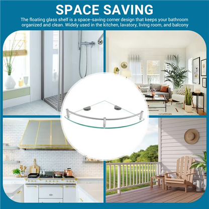 AB66-Bathroom Shelves, Bathroom Glass Corner Shelf Triangle Wall Mounted ,Tempered Glass Shelf For Storing Shower Gel/Soap