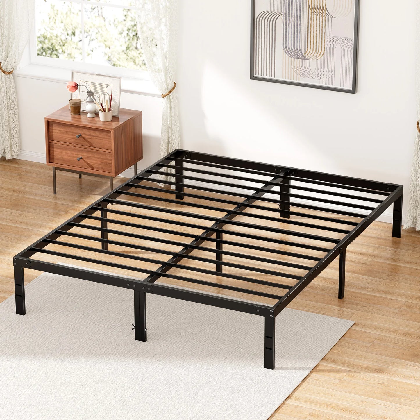 Metal Platform Bedroom Frames with Storage