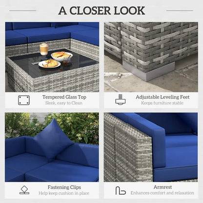 7-Piece Outdoor Wicker Sofa Set