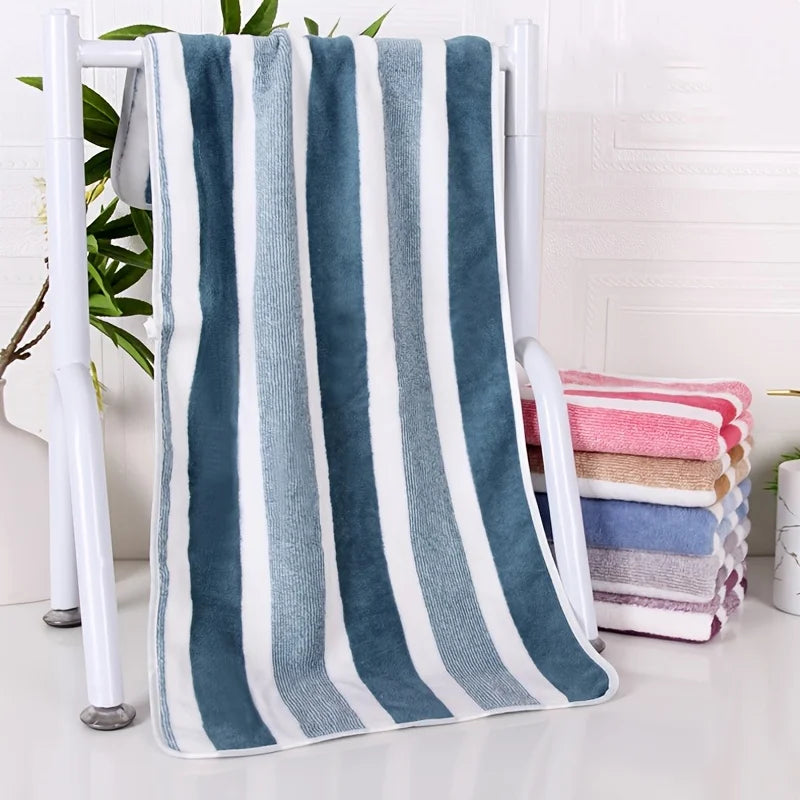 2-Pack Striped Microfiber Bath Towel Set