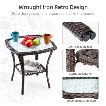 3-Piece Wicker Swivel Rocker Patio Set