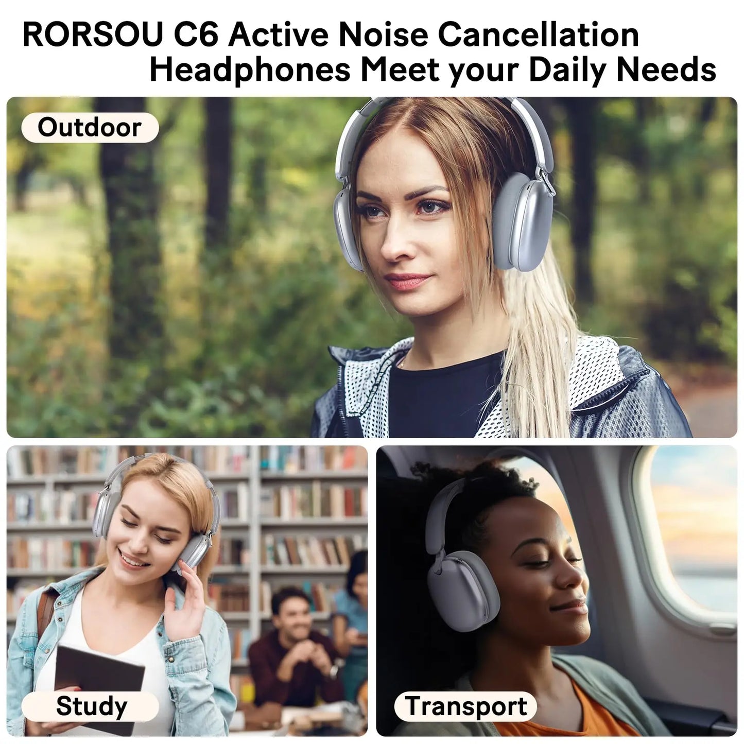 Wireless Bluetooth 5.3 Headphones With ANC Noise Cancelling
