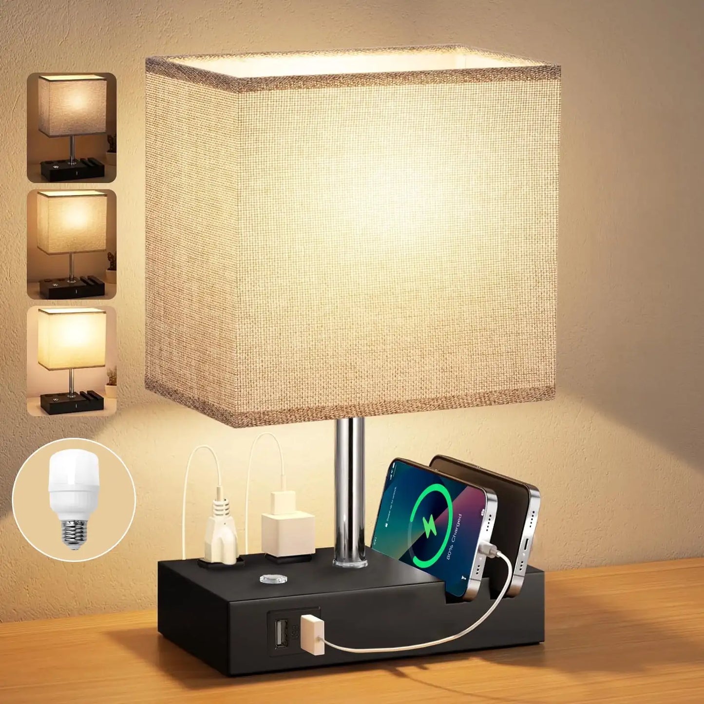 15.7" Bedside Table Lamp for Bedroom