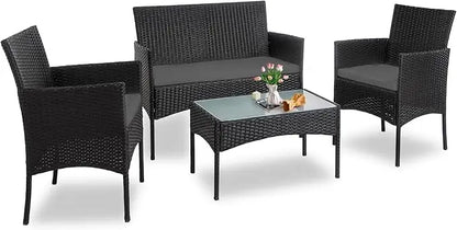 4 Piece Outdoor Wicker Patio Furniture Set